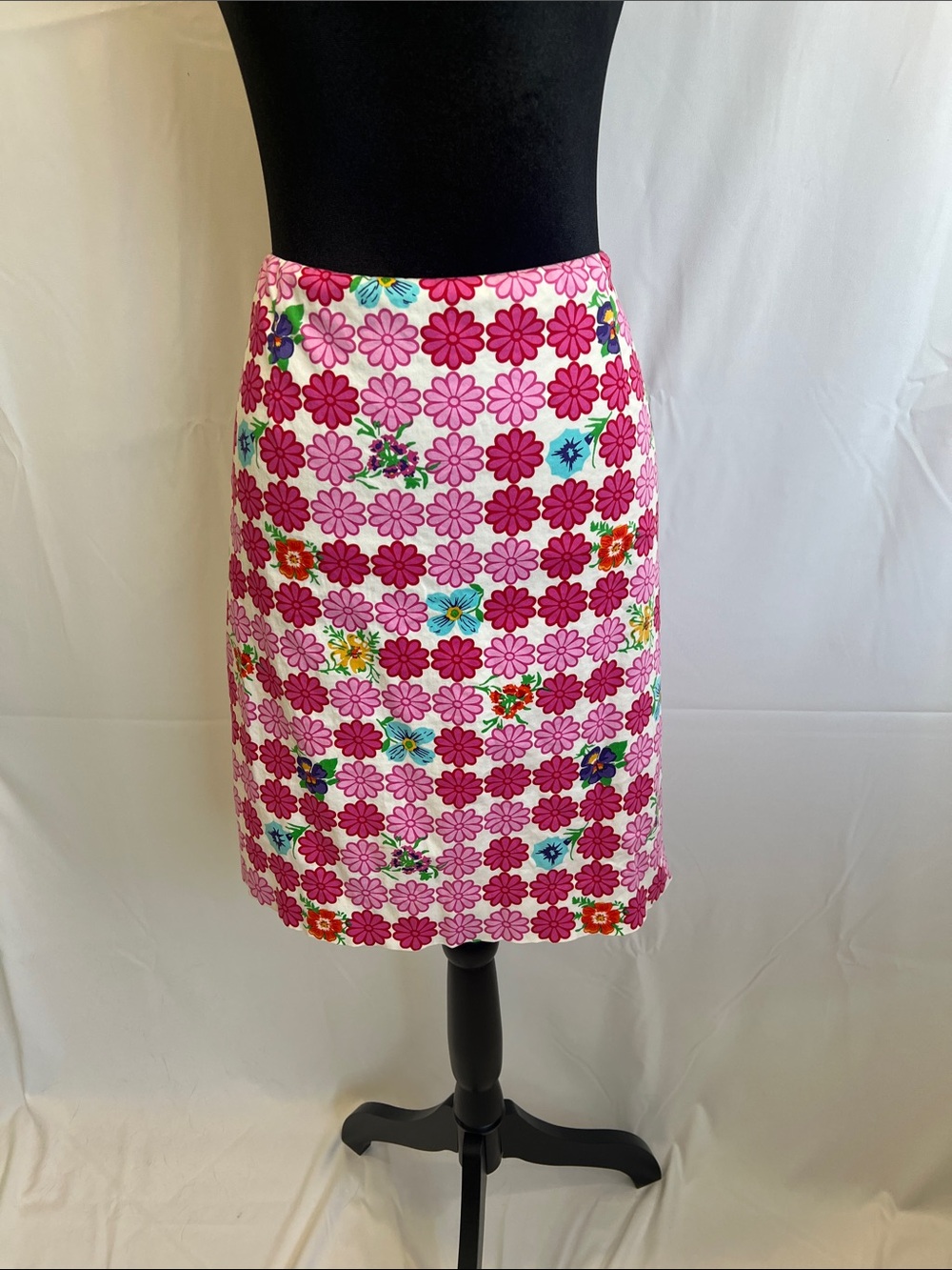Bright Pink Floral Pencil Skirt